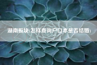 湖南板块(怎样查询户口本是否结婚)