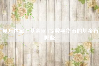 易方达军工基金001475(数字货币的基金有哪些)