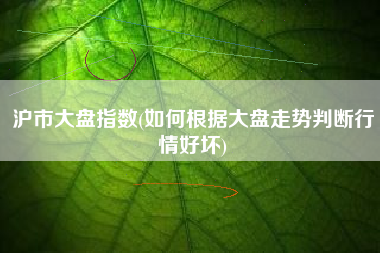 沪市大盘指数(如何根据大盘走势判断行情好坏)