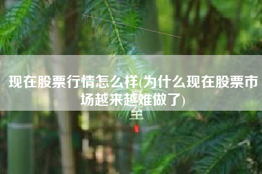 现在股票行情怎么样(为什么现在股票市场越来越难做了)