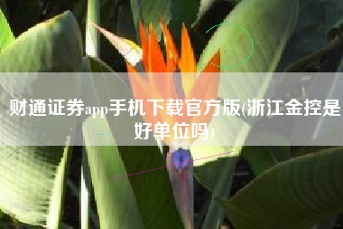 财通证券app手机下载官方版(浙江金控是好单位吗)