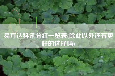 易方达科讯分红一览表(除此以外还有更好的选择吗)
