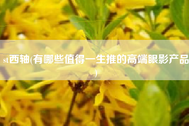 st西轴(有哪些值得一生推的高端眼影产品)