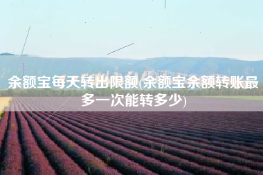余额宝每天转出限额(余额宝余额转账最多一次能转多少)