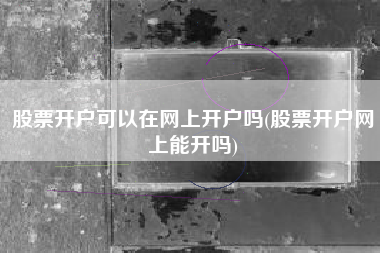 股票开户可以在网上开户吗(股票开户网上能开吗)