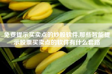 免费提示买卖点的炒股软件,那些智能提示股票买卖点的软件有什么套路
