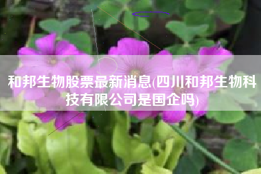和邦生物股票最新消息(四川和邦生物科技有限公司是国企吗)