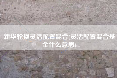 新华轮换灵活配置混合(灵活配置混合基金什么意思)