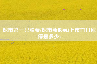 深市第一只股票(深市新股003上市首日涨停是多少)