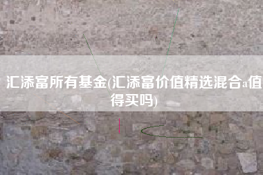 汇添富所有基金(汇添富价值精选混合a值得买吗)