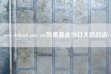 www dcfund com cn(如果基金当日大跌的话)