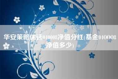 华安策略优选040008净值分红(基金04OOO8净值多少)
