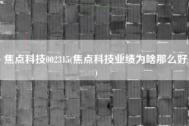 焦点科技002315(焦点科技业绩为啥那么好)
