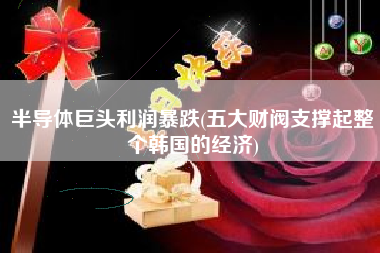 半导体巨头利润暴跌(五大财阀支撑起整个韩国的经济)