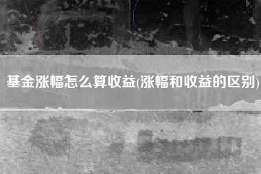 基金涨幅怎么算收益(涨幅和收益的区别)