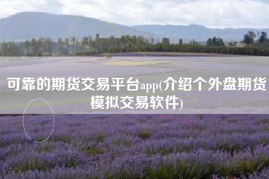 可靠的期货交易平台app(介绍个外盘期货模拟交易软件)