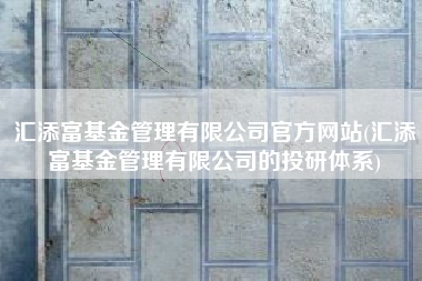 汇添富基金管理有限公司官方网站(汇添富基金管理有限公司的投研体系)