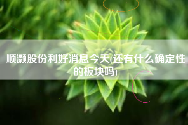 顺灏股份利好消息今天(还有什么确定性的板块吗)