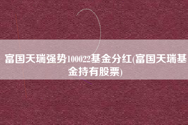 富国天瑞强势100022基金分红(富国天瑞基金持有股票)