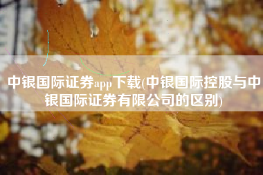 中银国际证券app下载(中银国际控股与中银国际证券有限公司的区别)