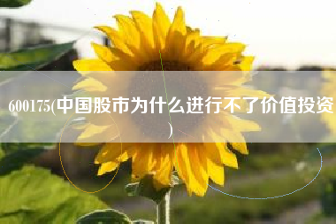 详细阅读:600175(中国股市为什么进行不了价值投资) 600175(中国股市为什么进行不了价值投资)