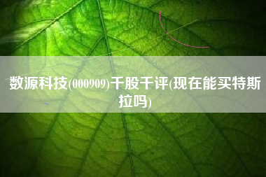 数源科技(000909)千股千评(现在能买特斯拉吗)