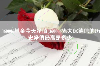 360006基金今天净值(360006光大保德信的历史净值最高是多少)
