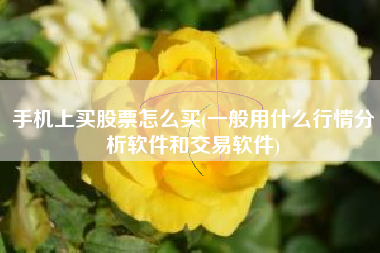 手机上买股票怎么买(一般用什么行情分析软件和交易软件)