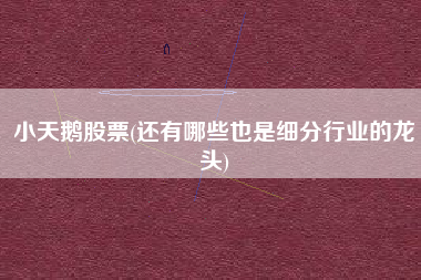 小天鹅股票(还有哪些也是细分行业的龙头)