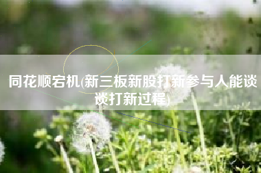 同花顺宕机(新三板新股打新参与人能谈谈打新过程)