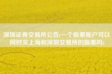 深圳证券交易所公告(一个股票账户可以同时买上海和深圳交易所的股票吗)