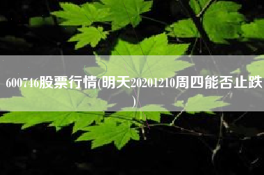 600746股票行情(明天20201210周四能否止跌)
