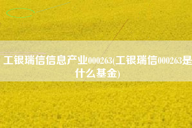 工银瑞信信息产业000263(工银瑞信000263是什么基金)