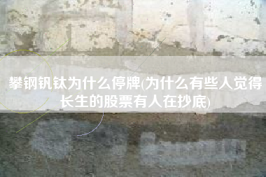 攀钢钒钛为什么停牌(为什么有些人觉得长生的股票有人在抄底)