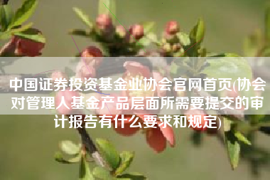 中国证券投资基金业协会官网首页(协会对管理人基金产品层面所需要提交的审计报告有什么要求和规定)