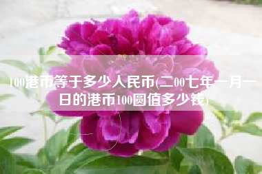 100港币等于多少人民币(二00七年一月一日的港币100圆值多少钱)