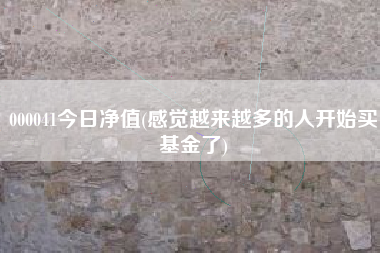000041今日净值(感觉越来越多的人开始买基金了)
