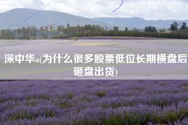 深中华a(为什么很多股票低位长期横盘后砸盘出货)