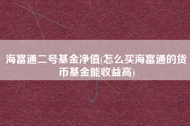 海富通二号基金净值(怎么买海富通的货币基金能收益高)