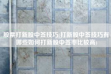股票打新股中签技巧(打新股中签技巧有哪些如何打新股中签率比较高)