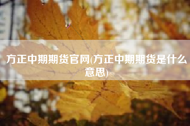 方正中期期货官网(方正中期期货是什么意思)