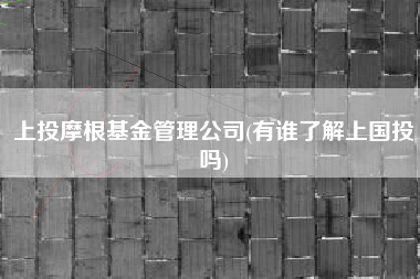 上投摩根基金管理公司(有谁了解上国投吗)