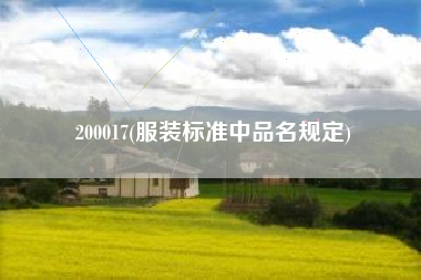 200017(服装标准中品名规定)