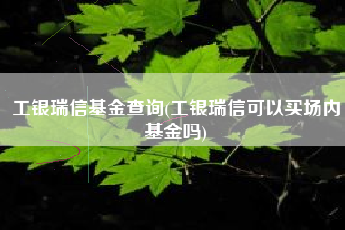 工银瑞信基金查询(工银瑞信可以买场内基金吗)