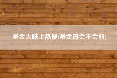 基金大跌上热搜(基金热会不会崩)