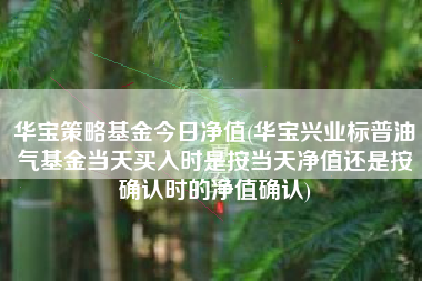华宝策略基金今日净值(华宝兴业标普油气基金当天买入时是按当天净值还是按确认时的净值确认)