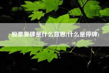 股票复牌是什么意思(什么是停牌)