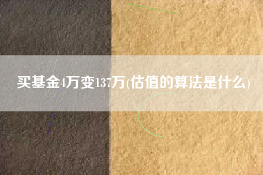 买基金4万变137万(估值的算法是什么)