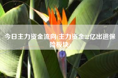 今日主力资金流向(主力资金22亿出逃保险板块)