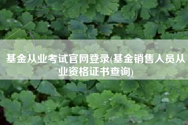 基金从业考试官网登录(基金销售人员从业资格证书查询)